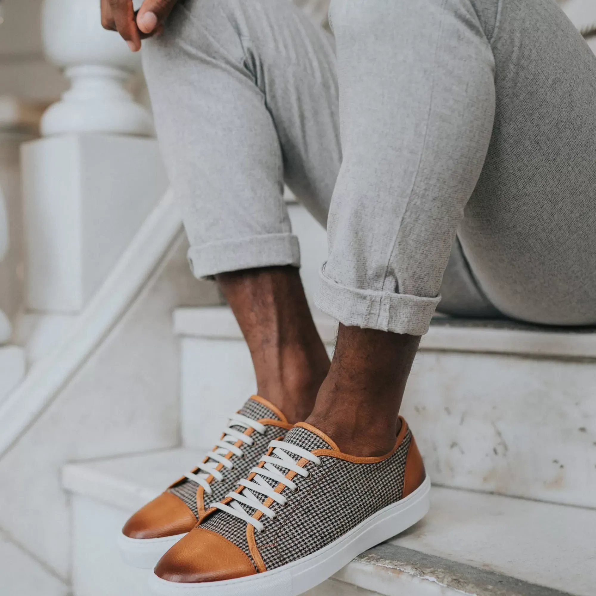 Sale TAFT The Jack Sneaker - Honey/Houndstooth Sneakers |