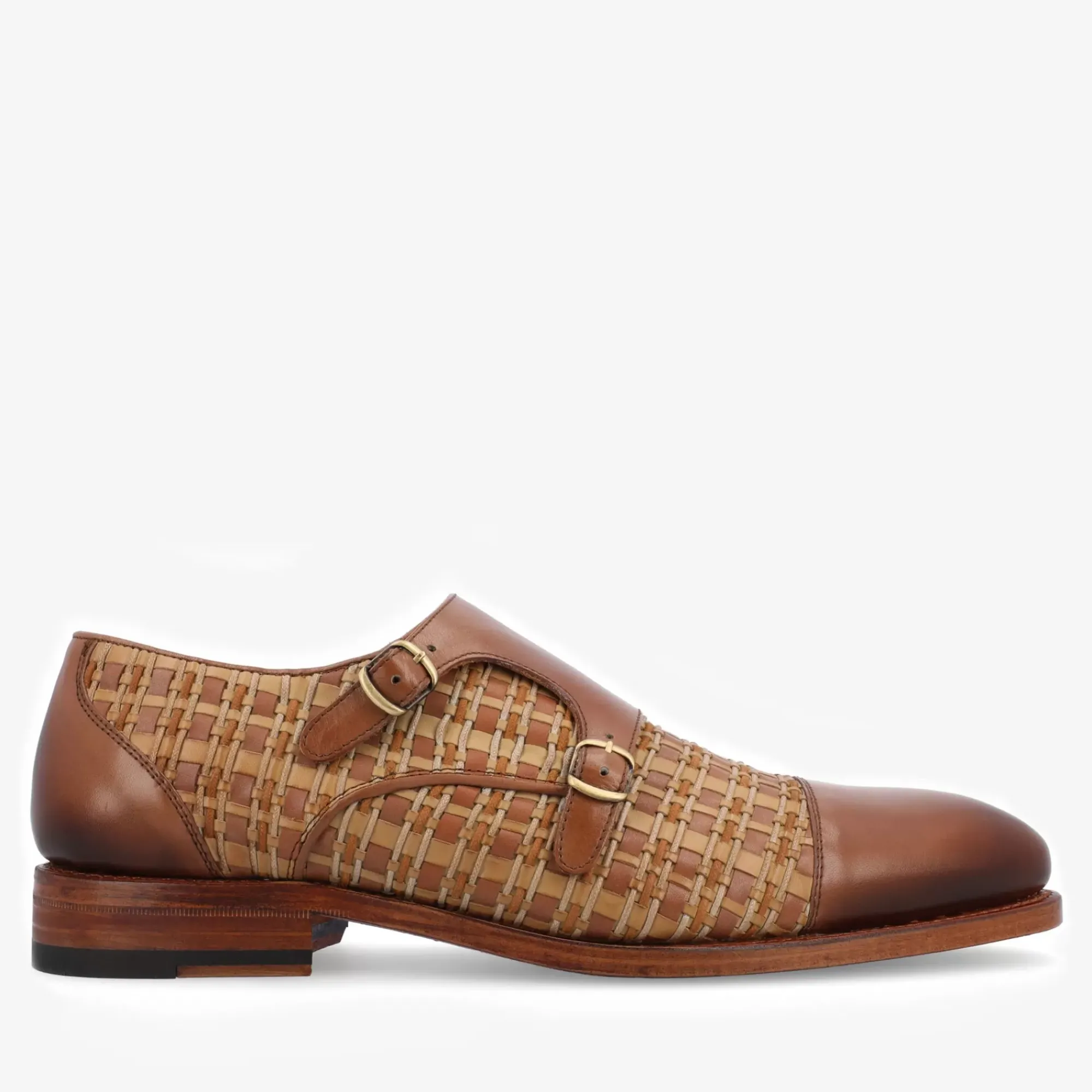 New TAFT The Lucca Monk Strap Shoe In Brown Woven |