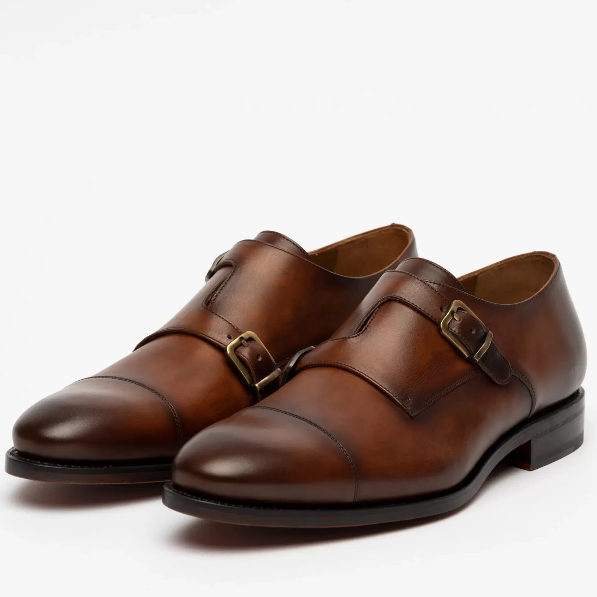 Hot TAFT The Prince Shoe In Coffee - Double Monk Strap Shoes |