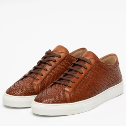 Store TAFT The Sneaker In Woven Brown Leather |